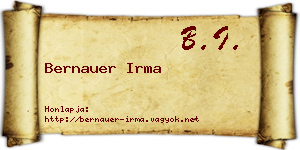 Bernauer Irma névjegykártya